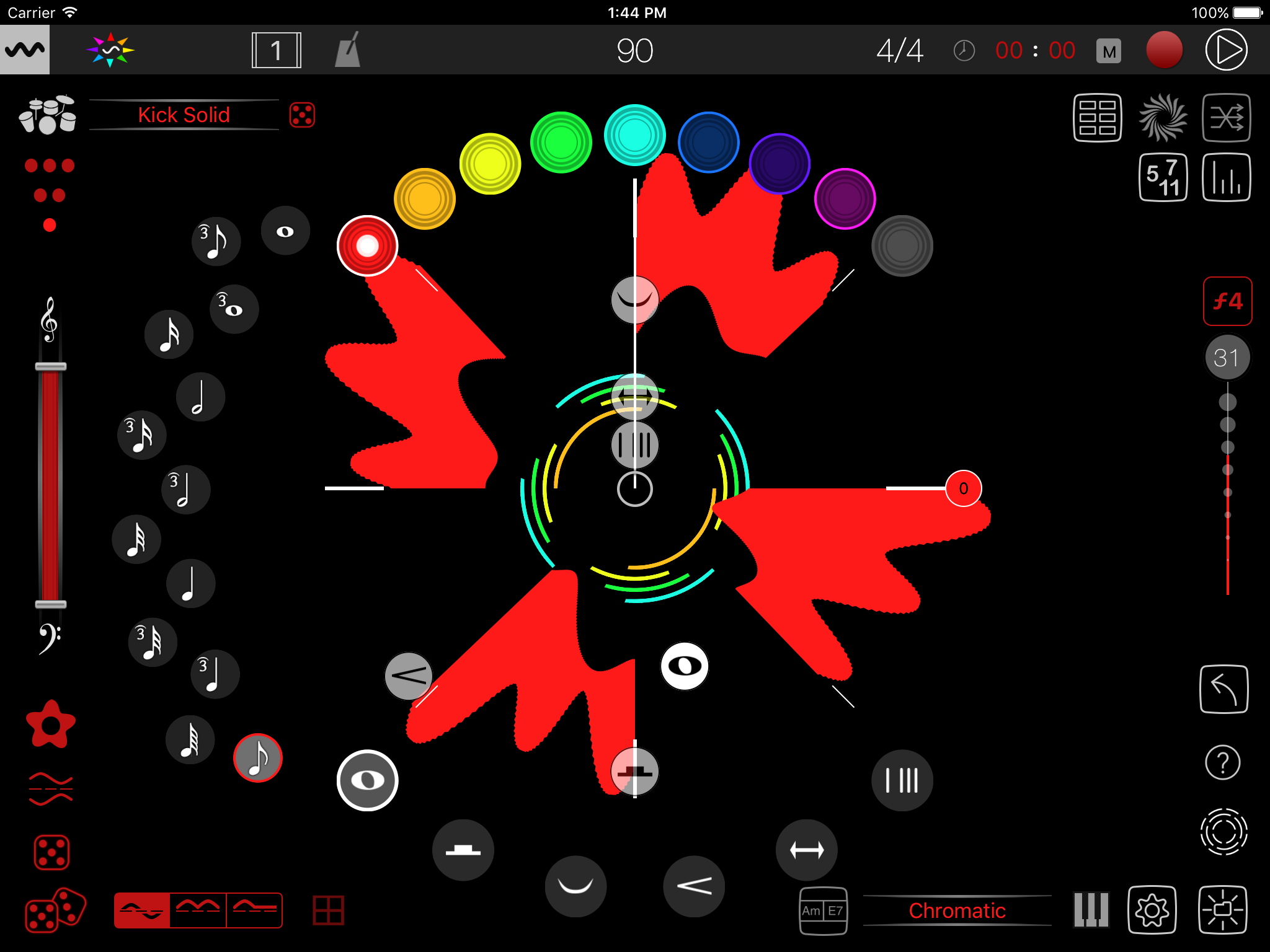 Different Drummer Zenterface with colorful circular wave controls