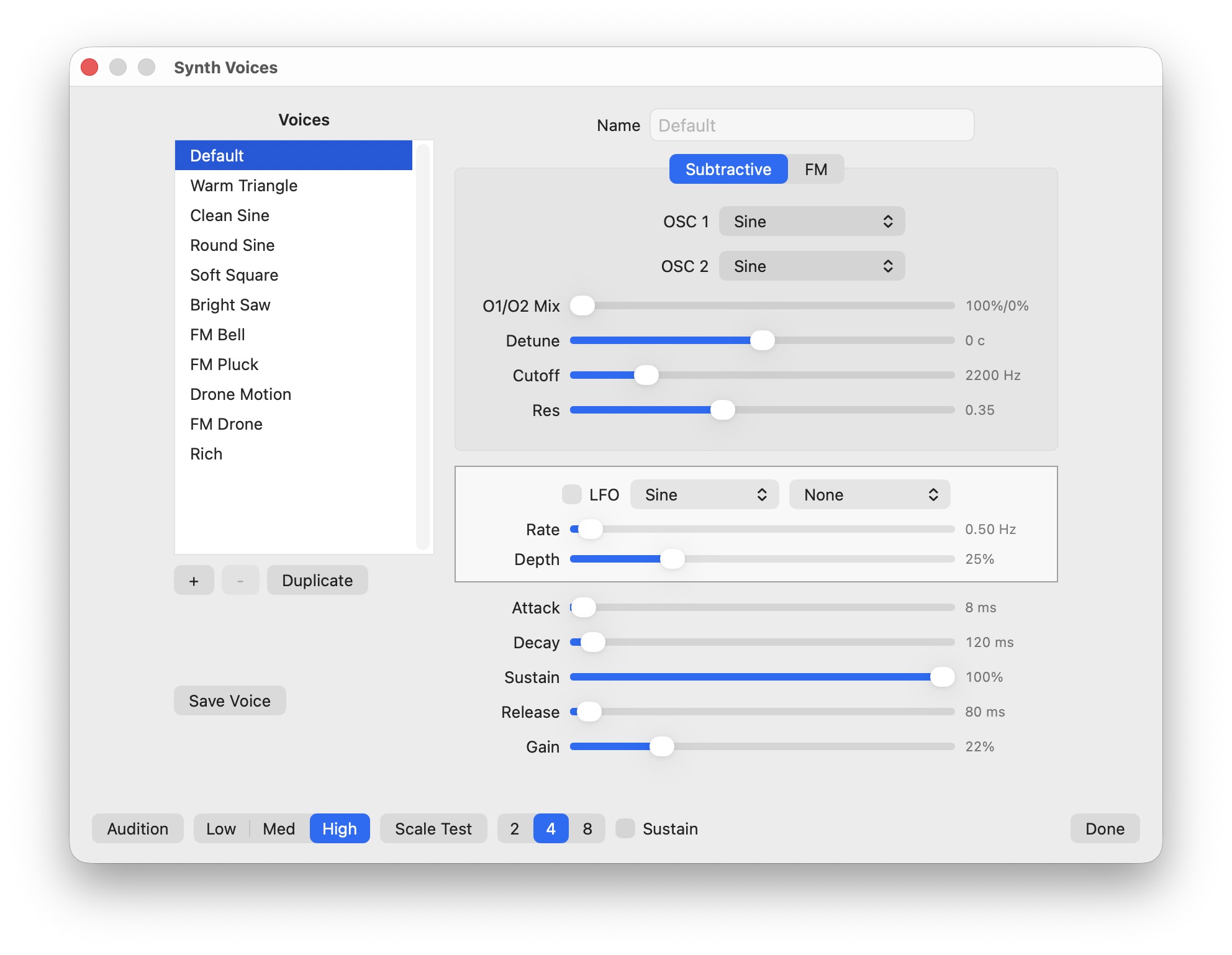 HyperChord synthesizer voice editor